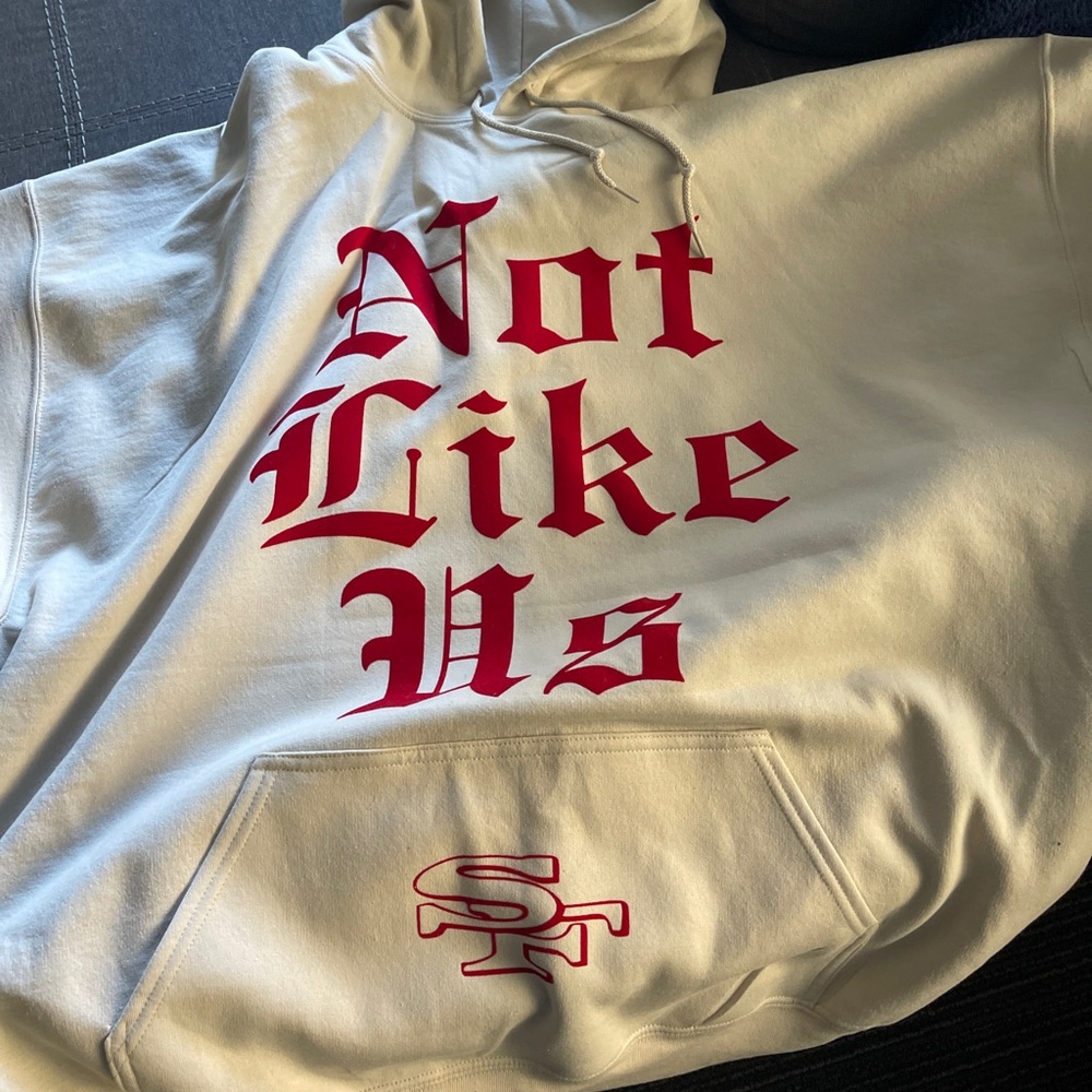 White Hoodie with Red Graphic Print